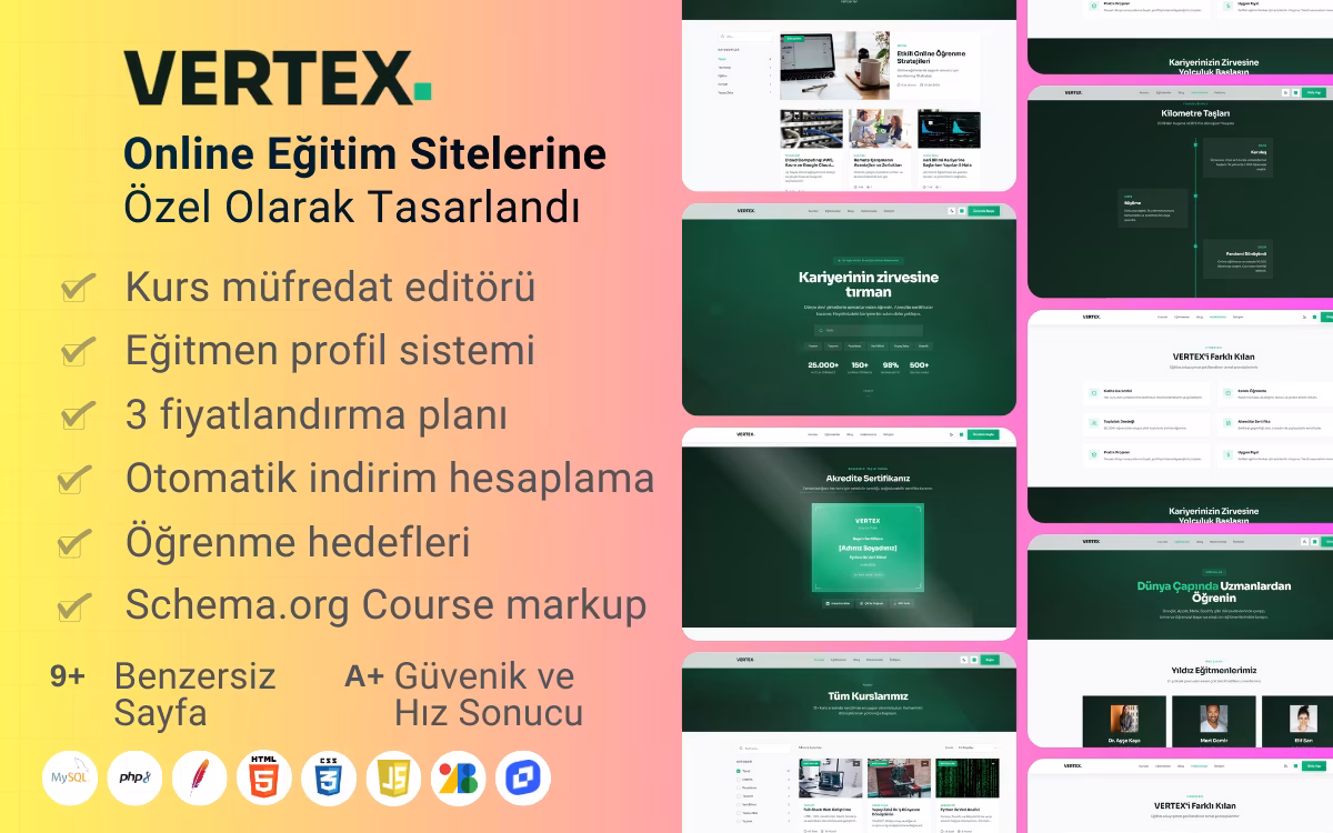 VERTEX Education - Online Eğitim Platformu Teması