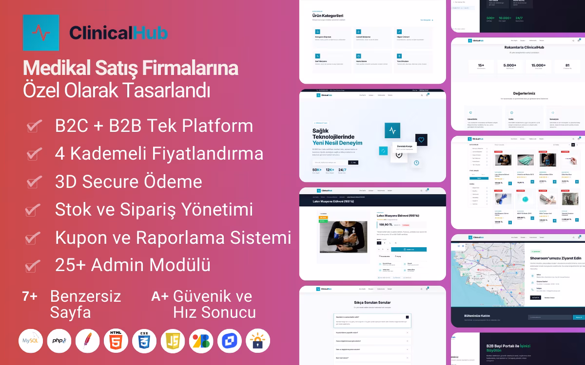 clinicalhub-medikal-saglik-e-ticaret-web-sitesi-temasi