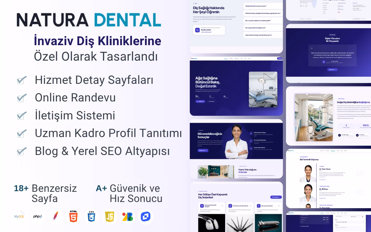 Natura Dental - Minimal İnvaziv Diş Kliniği Web Sitesi Teması